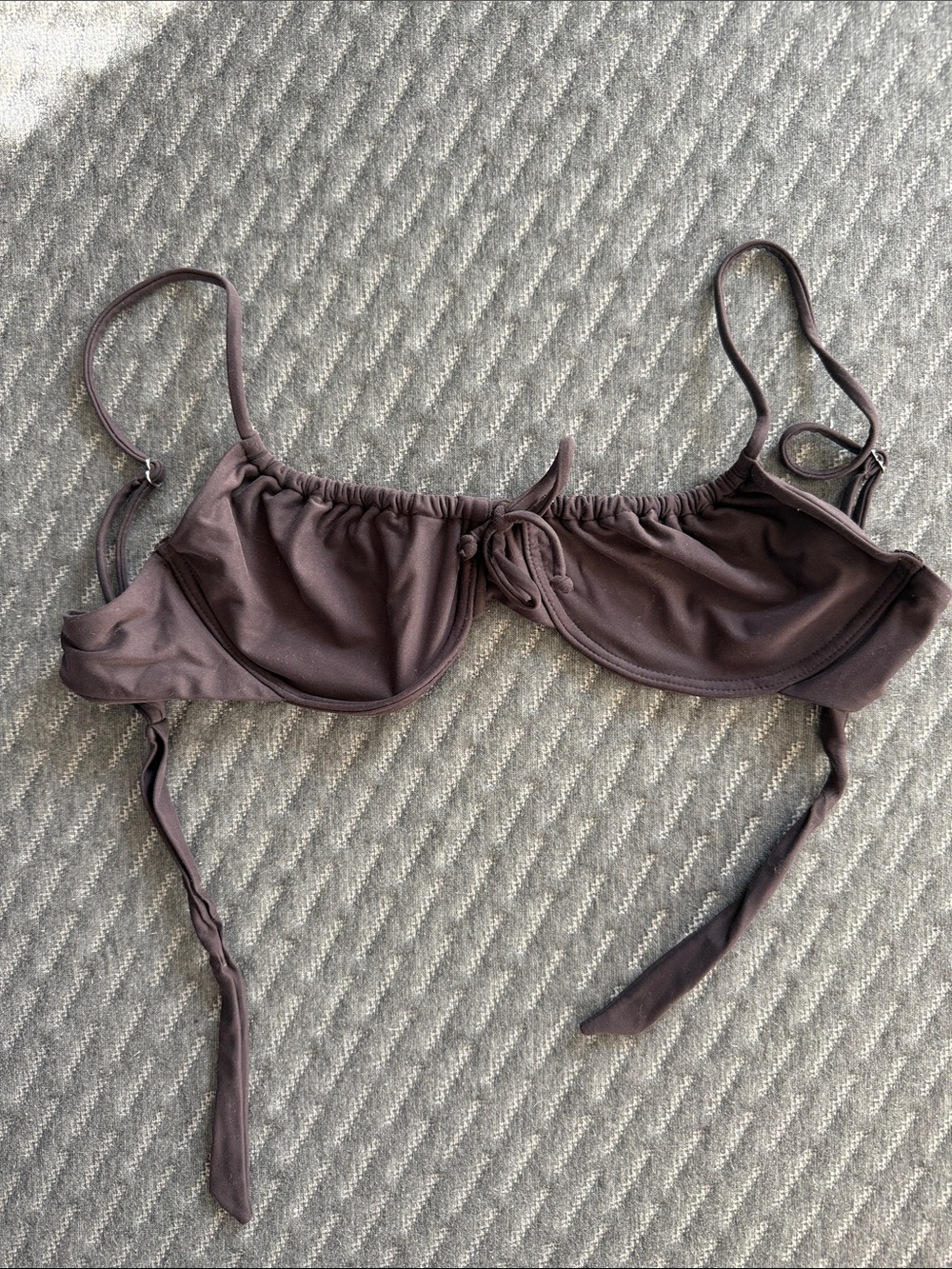Djerf Avenue Brown Ruched Underwire Bikini Top